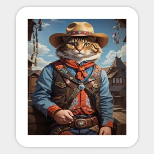 Western cowboy cat Sticker